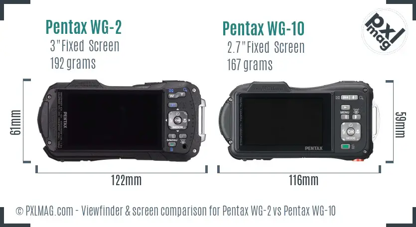 Pentax WG-2 vs Pentax WG-10 Screen and Viewfinder comparison