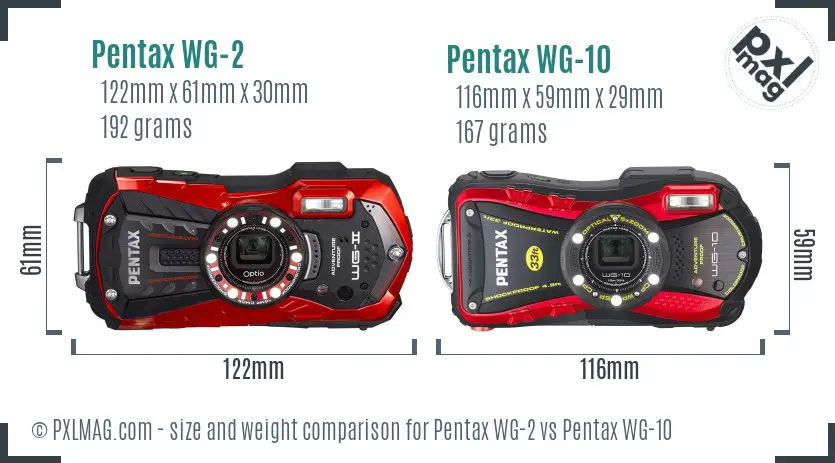 Pentax WG-2 vs Pentax WG-10 size comparison