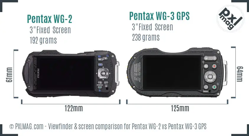 Pentax WG-2 vs Pentax WG-3 GPS Screen and Viewfinder comparison