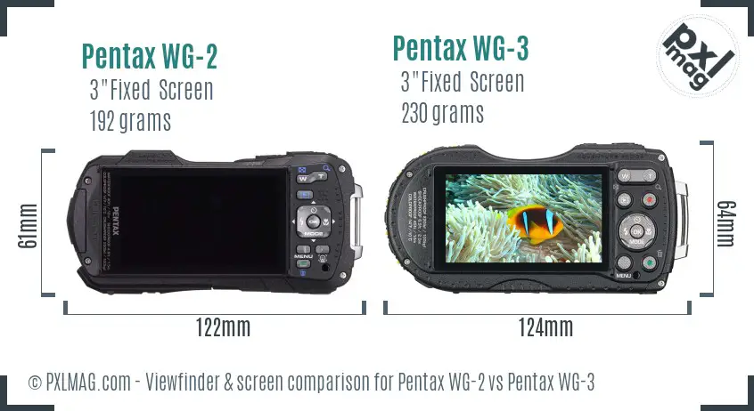 Pentax WG-2 vs Pentax WG-3 Screen and Viewfinder comparison