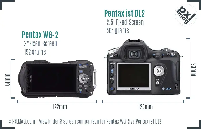 Pentax WG-2 vs Pentax ist DL2 Screen and Viewfinder comparison