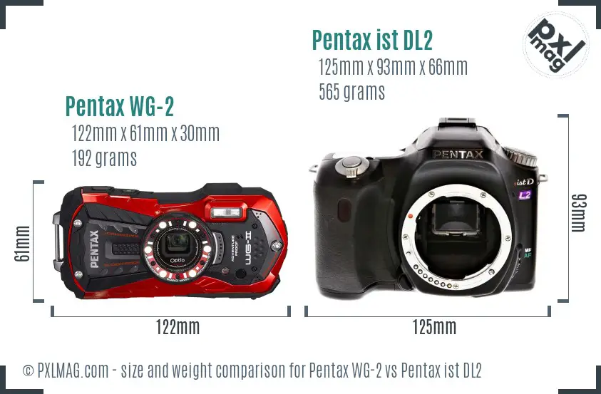 Pentax WG-2 vs Pentax ist DL2 size comparison