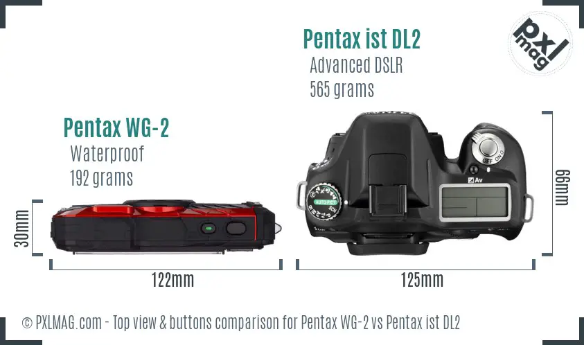 Pentax WG-2 vs Pentax ist DL2 top view buttons comparison
