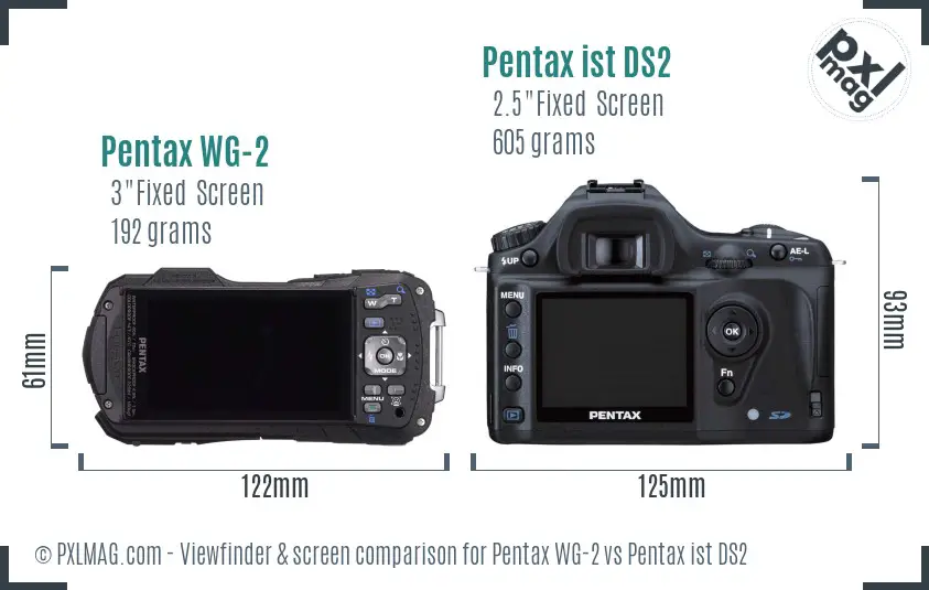 Pentax WG-2 vs Pentax ist DS2 Screen and Viewfinder comparison