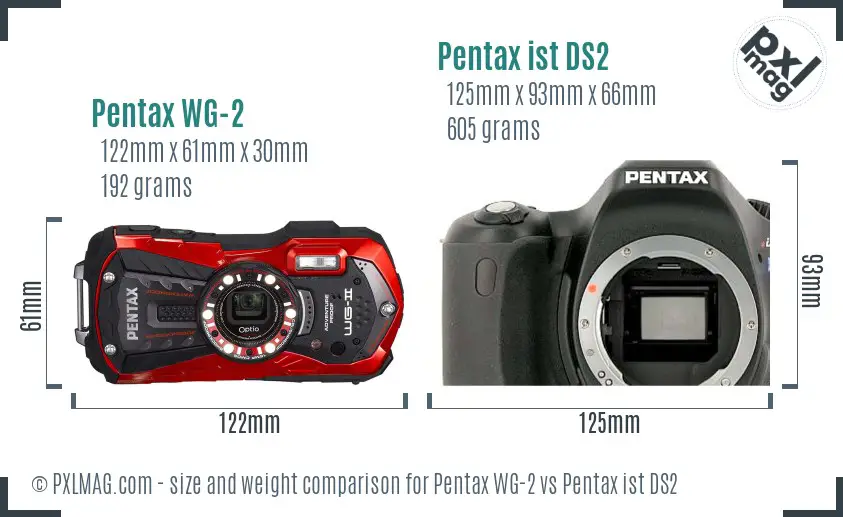 Pentax WG-2 vs Pentax ist DS2 size comparison