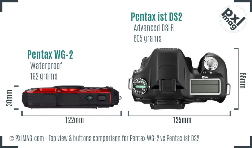 Pentax WG-2 vs Pentax ist DS2 top view buttons comparison