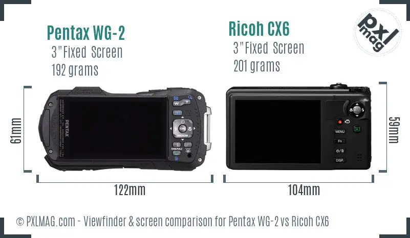 Pentax WG-2 vs Ricoh CX6 Screen and Viewfinder comparison