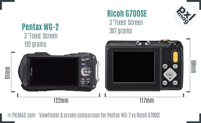 Pentax WG-2 vs Ricoh G700SE Screen and Viewfinder comparison