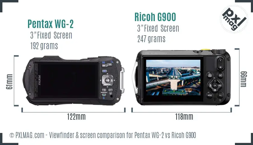 Pentax WG-2 vs Ricoh G900 Screen and Viewfinder comparison