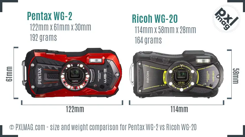 Pentax WG-2 vs Ricoh WG-20 size comparison Pentax WG-2 vs Ricoh WG-20 size comparison