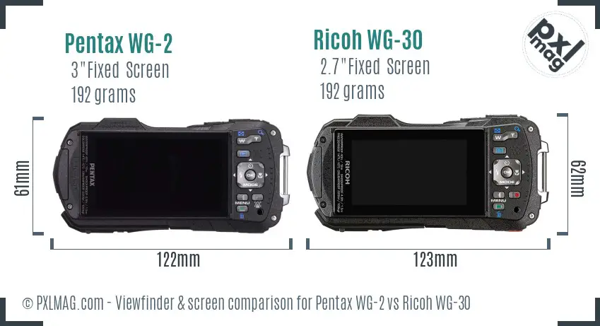 Pentax WG-2 vs Ricoh WG-30 Screen and Viewfinder comparison