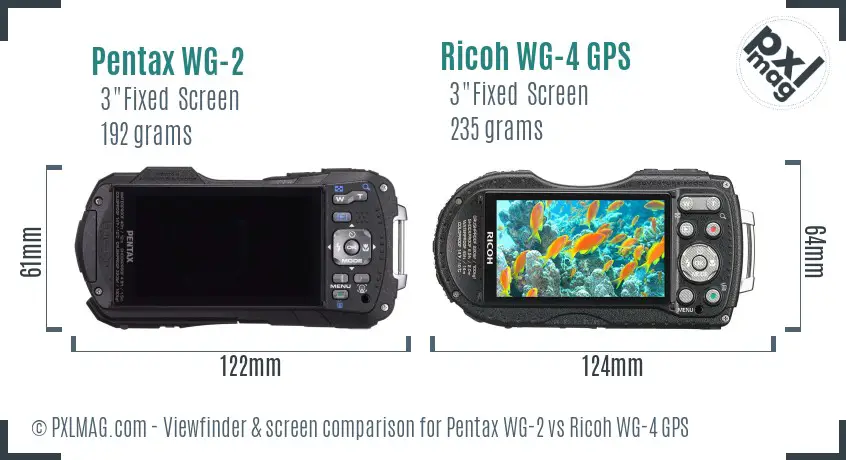 Pentax WG-2 vs Ricoh WG-4 GPS Screen and Viewfinder comparison