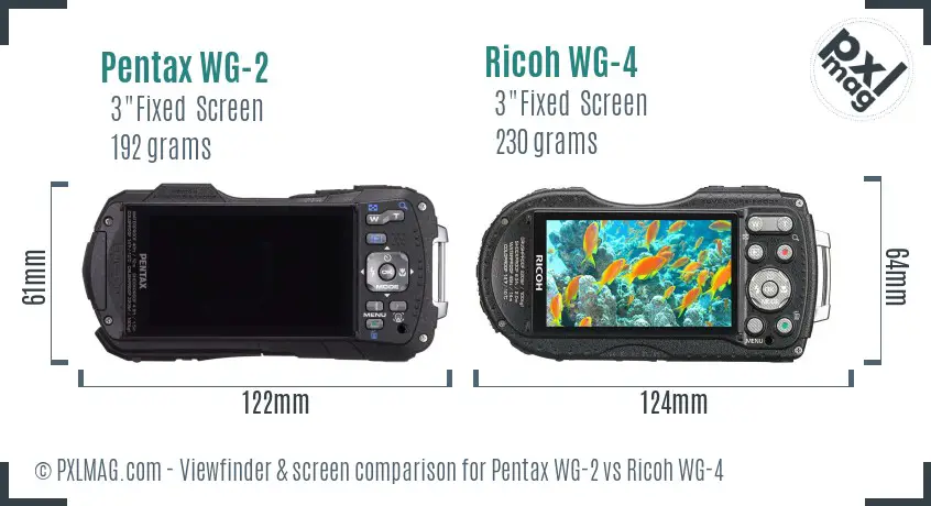 Pentax WG-2 vs Ricoh WG-4 Screen and Viewfinder comparison