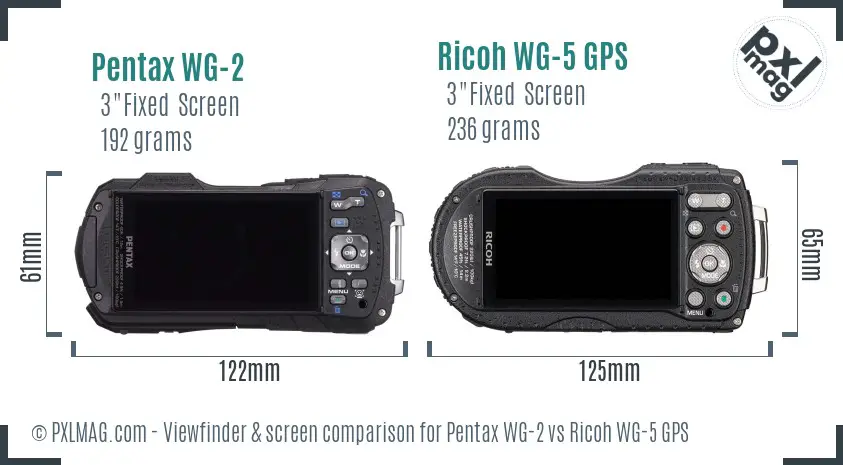 Pentax WG-2 vs Ricoh WG-5 GPS Screen and Viewfinder comparison