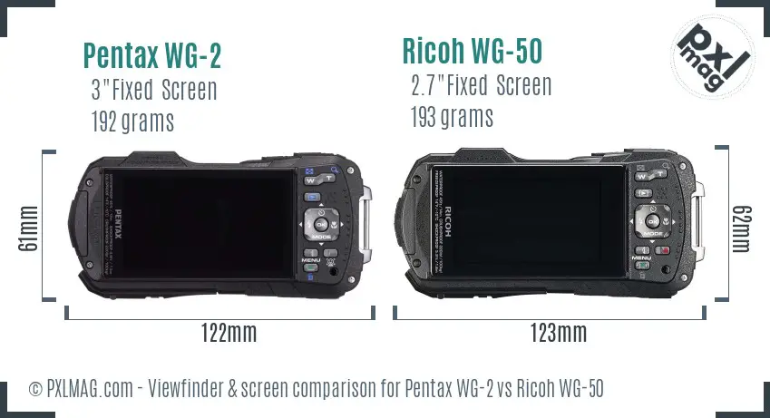 Pentax WG-2 vs Ricoh WG-50 Screen and Viewfinder comparison Pentax WG-2 vs Ricoh WG-50 Screen and Viewfinder comparison