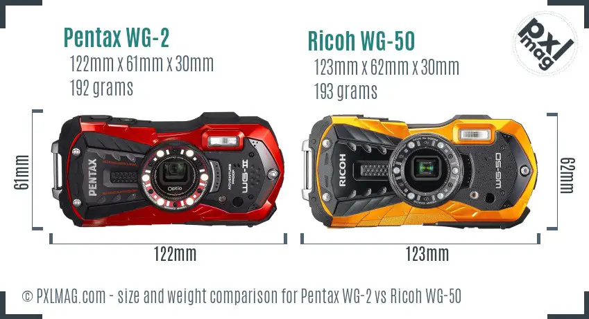 Pentax WG-2 vs Ricoh WG-50 size comparison Pentax WG-2 vs Ricoh WG-50 size comparison