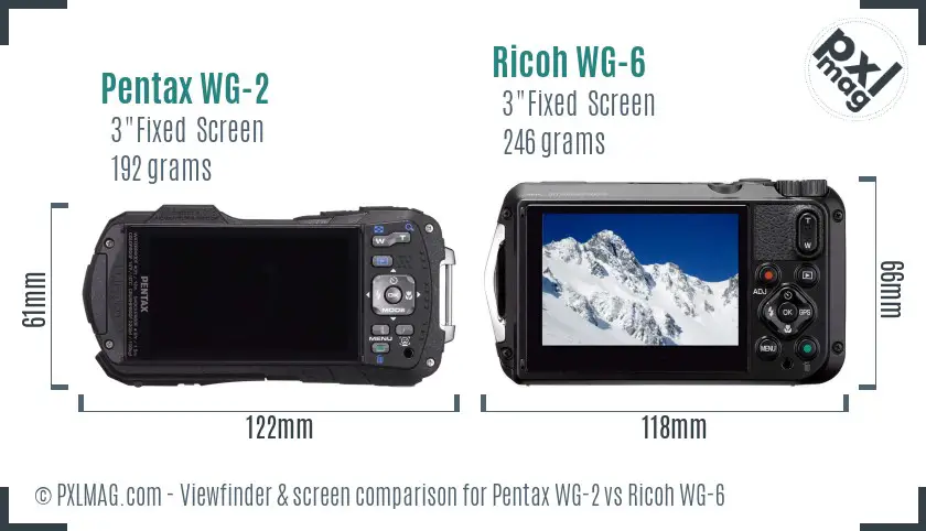 Pentax WG-2 vs Ricoh WG-6 Screen and Viewfinder comparison