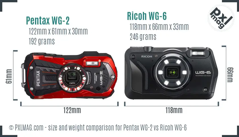 Pentax WG-2 vs Ricoh WG-6 size comparison