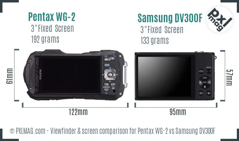 Pentax WG-2 vs Samsung DV300F Screen and Viewfinder comparison