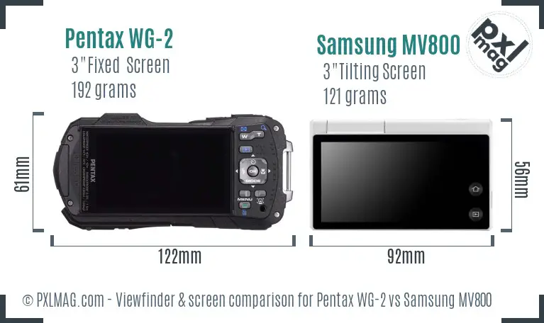 Pentax WG-2 vs Samsung MV800 Screen and Viewfinder comparison