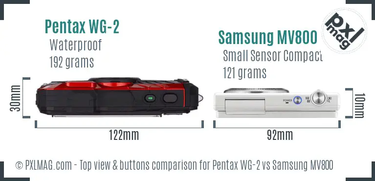 Pentax WG-2 vs Samsung MV800 top view buttons comparison