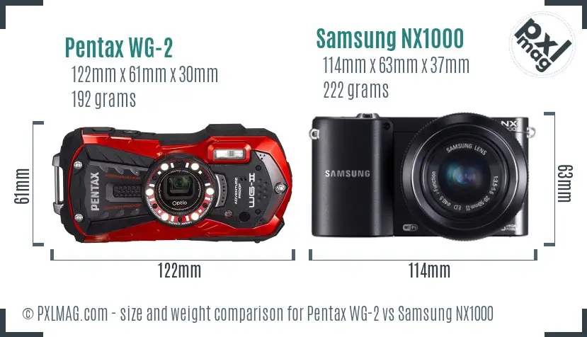 Pentax WG-2 vs Samsung NX1000 size comparison