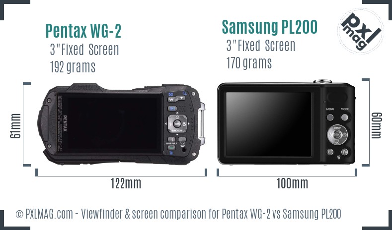 Pentax WG-2 vs Samsung PL200 Screen and Viewfinder comparison