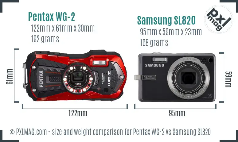 Pentax WG-2 vs Samsung SL820 size comparison