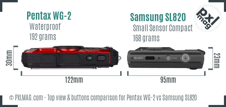 Pentax WG-2 vs Samsung SL820 top view buttons comparison