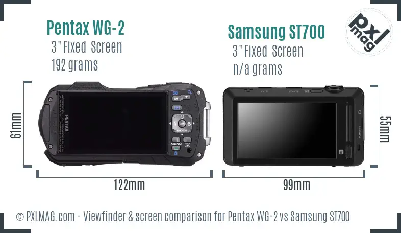 Pentax WG-2 vs Samsung ST700 Screen and Viewfinder comparison
