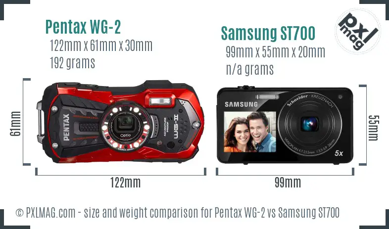 Pentax WG-2 vs Samsung ST700 size comparison