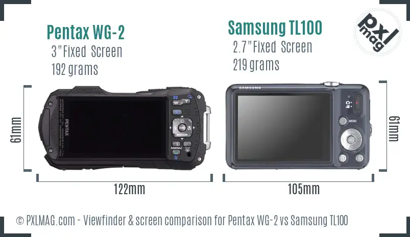 Pentax WG-2 vs Samsung TL100 Screen and Viewfinder comparison