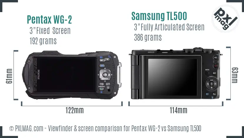 Pentax WG-2 vs Samsung TL500 Screen and Viewfinder comparison