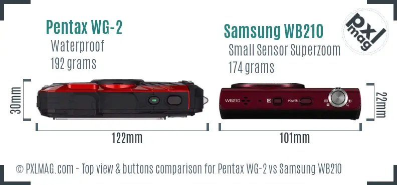 Pentax WG-2 vs Samsung WB210 top view buttons comparison