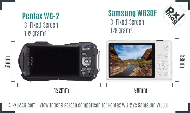 Pentax WG-2 vs Samsung WB30F Screen and Viewfinder comparison