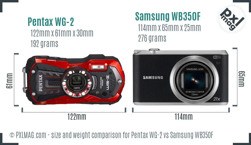 Pentax WG-2 vs Samsung WB350F size comparison Pentax WG-2 vs Samsung WB350F size comparison