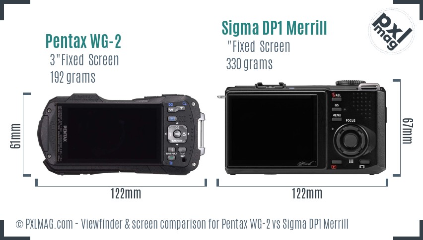 Pentax WG-2 vs Sigma DP1 Merrill Screen and Viewfinder comparison