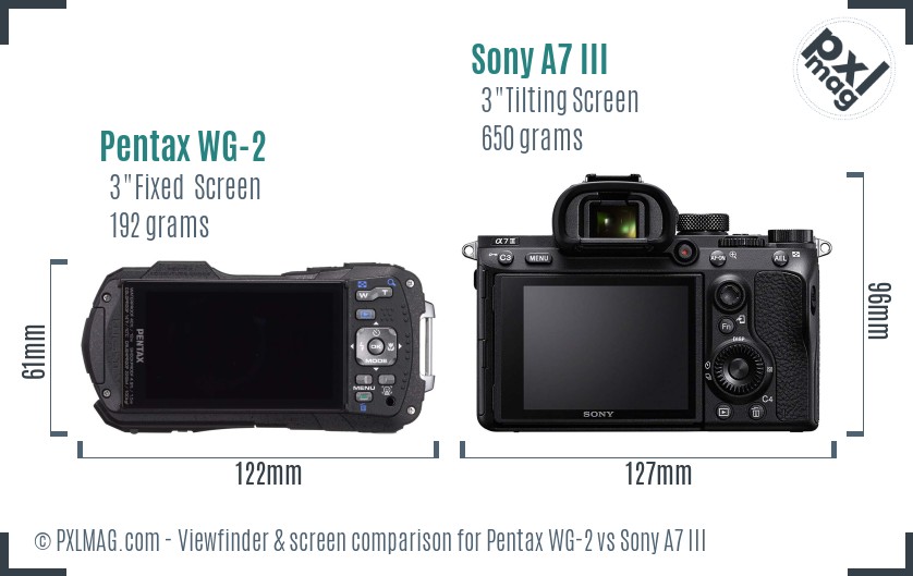 Pentax WG-2 vs Sony A7 III Screen and Viewfinder comparison