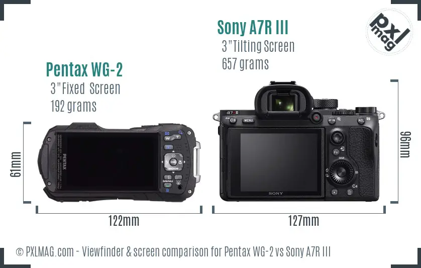 Pentax WG-2 vs Sony A7R III Screen and Viewfinder comparison