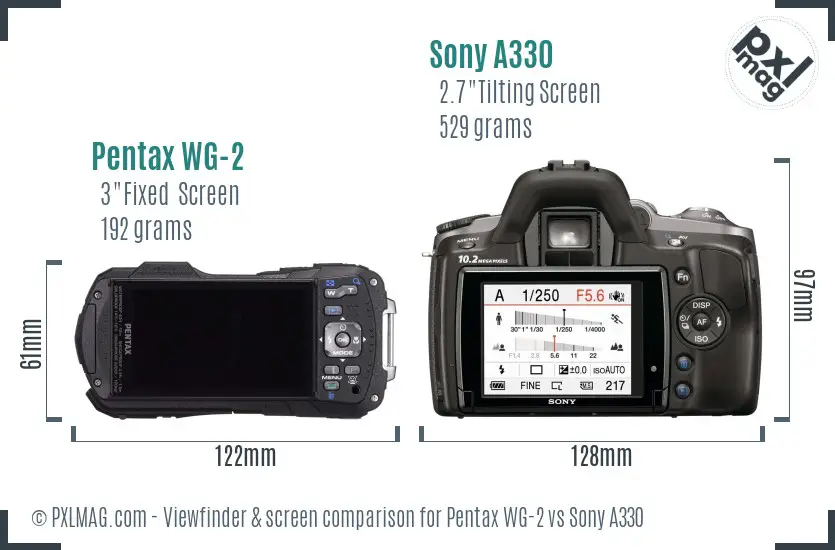 Pentax WG-2 vs Sony A330 Screen and Viewfinder comparison