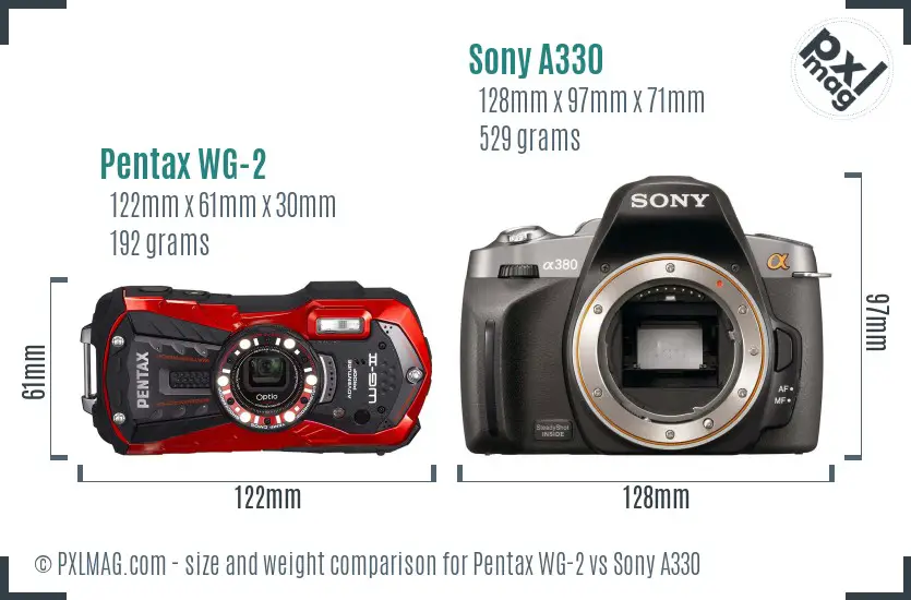Pentax WG-2 vs Sony A330 size comparison