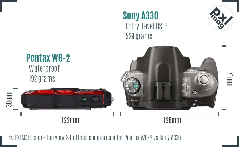 Pentax WG-2 vs Sony A330 top view buttons comparison