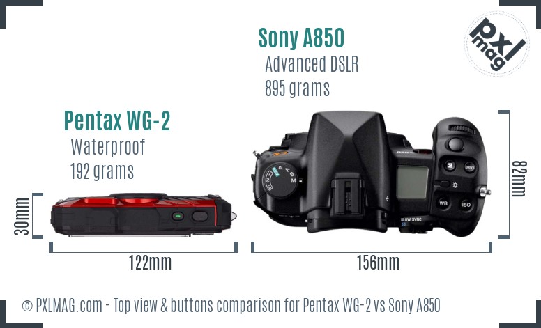 Pentax WG-2 vs Sony A850 top view buttons comparison