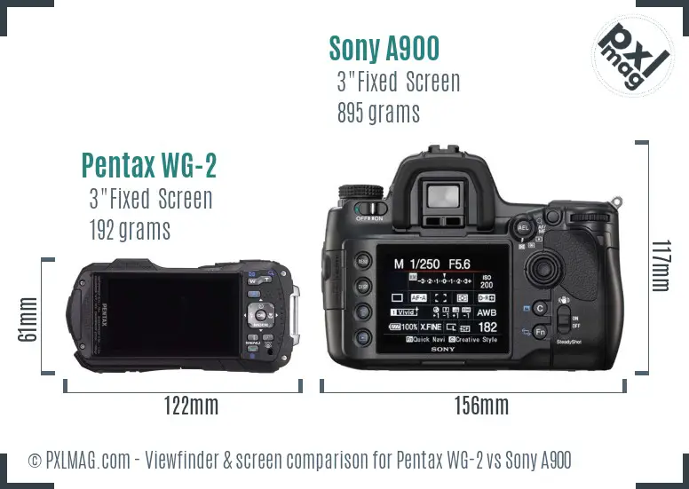 Pentax WG-2 vs Sony A900 Screen and Viewfinder comparison