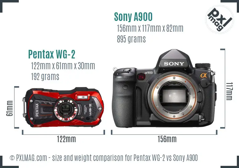 Pentax WG-2 vs Sony A900 size comparison