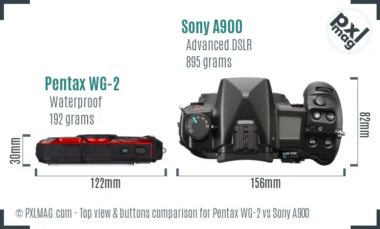 Pentax WG-2 vs Sony A900 top view buttons comparison