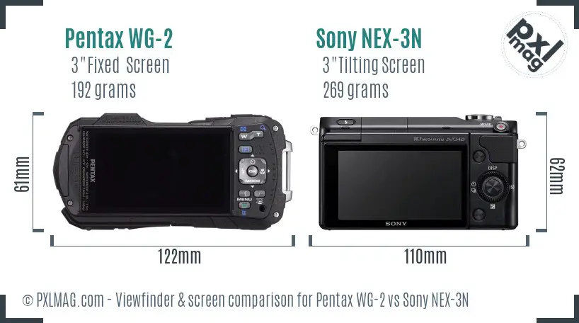 Pentax WG-2 vs Sony NEX-3N Screen and Viewfinder comparison