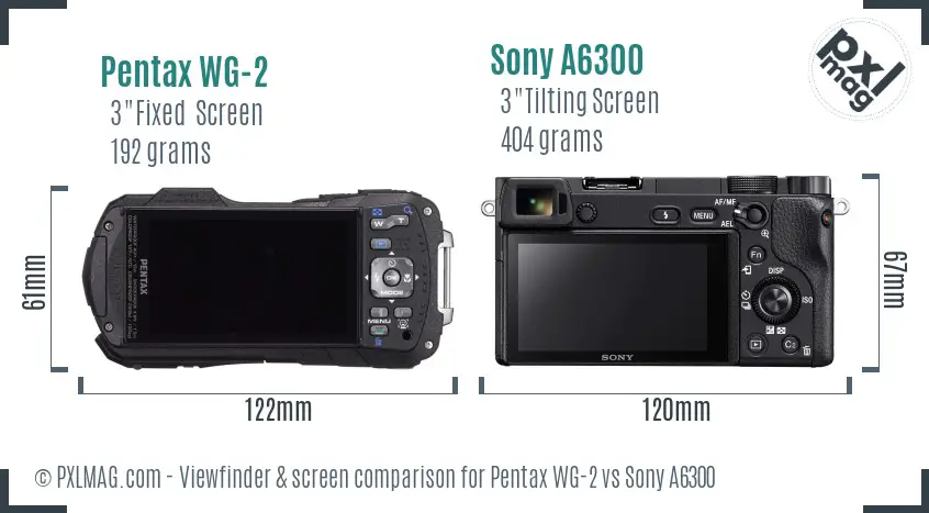 Pentax WG-2 vs Sony A6300 Screen and Viewfinder comparison Pentax WG-2 vs Sony A6300 Screen and Viewfinder comparison