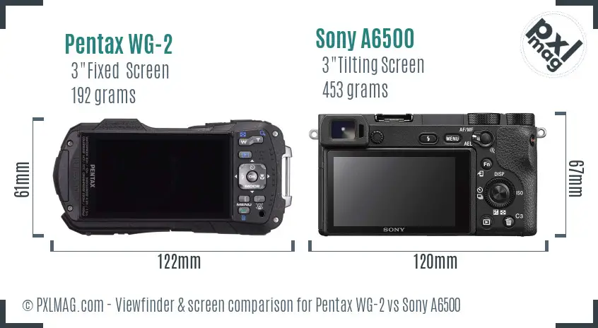 Pentax WG-2 vs Sony A6500 Screen and Viewfinder comparison