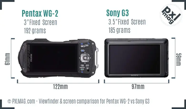 Pentax WG-2 vs Sony G3 Screen and Viewfinder comparison